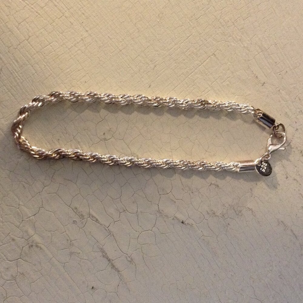 NWOT Sterling 925 Rope Bracelet; 8", UNISEX, trending, Collegiate, Quiet Lux